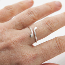 Load image into Gallery viewer, Sterling Silver Ring Adjustable Hammered Thumb Ring, Sterling Silver Midwinter Hollow