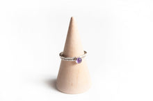 Load image into Gallery viewer, Sterling Silver Ring Amethyst Stacker Ring Set, Sterling Silver Bark Texture Midwinter Hollow