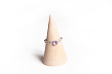 Load image into Gallery viewer, Sterling Silver Ring Amethyst Stacker Ring Set, Sterling Silver Bark Texture Midwinter Hollow