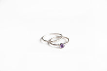 Load image into Gallery viewer, Sterling Silver Ring Amethyst Stacker Ring Set, Sterling Silver Bark Texture Midwinter Hollow