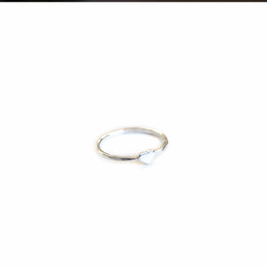 Sterling Silver Ring Heart Stacker Ring, Sterling Silver Hammered Texture Midwinter Hollow