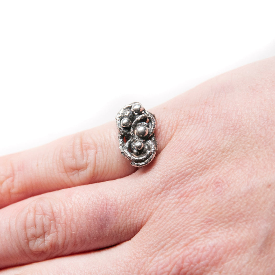 Sterling Silver Ring Organica Bubble Trouble Sculpture Ring, Sterling Silver, Recycled Silver, Wearable Art Midwinter Hollow