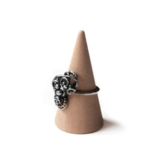 Load image into Gallery viewer, Sterling Silver Ring Organica Skull Sculpture Ring, Sterling Silver, Recycled Silver, Wearable Art Midwinter Hollow