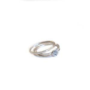 Sterling Silver Ring Textured Pebble Stacker Ring, Sterling Silver Hammered Texture Midwinter Hollow