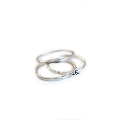 Sterling Silver Ring Triquetra Stacking Ring, Sterling Silver Hammered Texture Midwinter Hollow