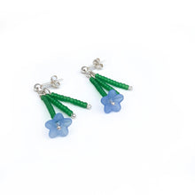 Load image into Gallery viewer, Stud Earrings Silver Studs Bluebell Earrings - Beaded Silver Stud Earrings, Midwinter Hollow