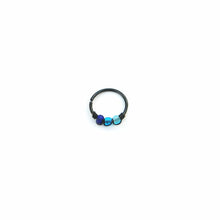 Load image into Gallery viewer, Blue Beads on Black Cartilage Hoop or Nose Ring