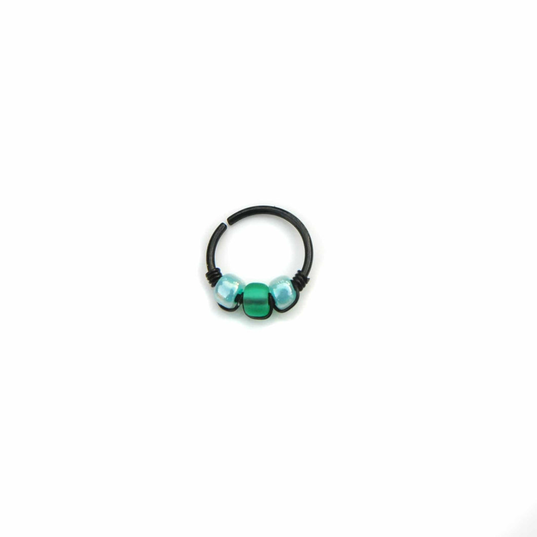 Green Hoop Earring - Cartilage Piercing, Nose Ring, Earlobe