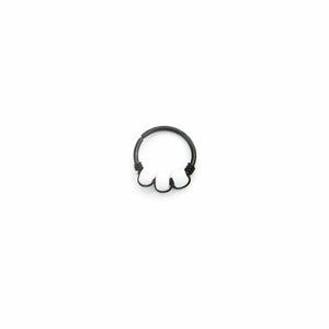 Iridescent and White Beaded Black Hoop - Cartilage Earring, Nose Ring