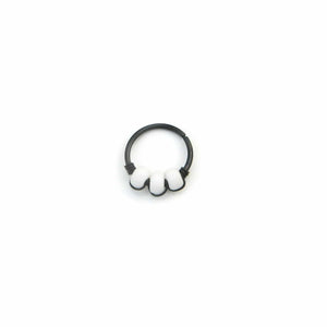 Turquoise & White Beaded Black Hoop - Cartilage Earring, Nose Ring