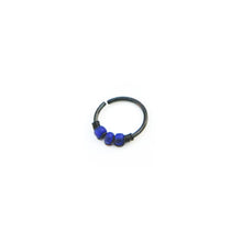 Load image into Gallery viewer, Blue Beads on Black Cartilage Hoop or Nose Ring