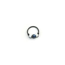 Load image into Gallery viewer, Iridescent and White Beaded Black Hoop - Cartilage Earring, Nose Ring