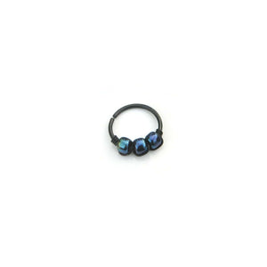 Iridescent and White Beaded Black Hoop - Cartilage Earring, Nose Ring