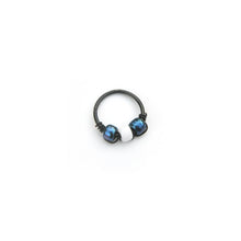 Load image into Gallery viewer, Iridescent and White Beaded Black Hoop - Cartilage Earring, Nose Ring