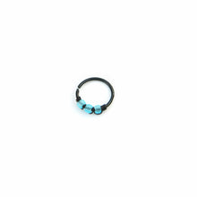 Load image into Gallery viewer, Blue Beads on Black Cartilage Hoop or Nose Ring