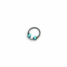 Load image into Gallery viewer, Turquoise &amp; White Beaded Black Hoop - Cartilage Earring, Nose Ring