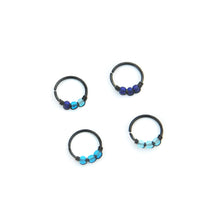 Load image into Gallery viewer, Blue Beads on Black Cartilage Hoop or Nose Ring