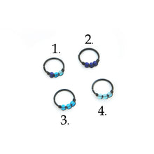 Load image into Gallery viewer, Blue Beads on Black Cartilage Hoop or Nose Ring