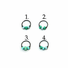 Load image into Gallery viewer, Black Cartilage Hoop Huggie Earrings Green Hoop Earring - Cartilage Piercing, Nose Ring, Earlobe MidwinterHollow
