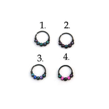 Load image into Gallery viewer, Iridescent Cartilage Piercing - Purple Earring, Green Nose Ring