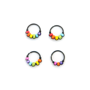 Rainbow Black Hoop - Cartilage Earring, Ear, Nose Ring