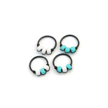 Load image into Gallery viewer, Turquoise &amp; White Beaded Black Hoop - Cartilage Earring, Nose Ring