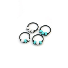 Load image into Gallery viewer, Turquoise &amp; White Beaded Black Hoop - Cartilage Earring, Nose Ring