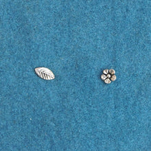Load image into Gallery viewer, Flower and Leaf Mismatch Studs - Asymmetrical Stud Earrings, Conch, Helix, Cartilage, Medusa