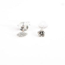 Load image into Gallery viewer, Flower and Leaf Mismatch Studs - Asymmetrical Stud Earrings, Conch, Helix, Cartilage, Medusa