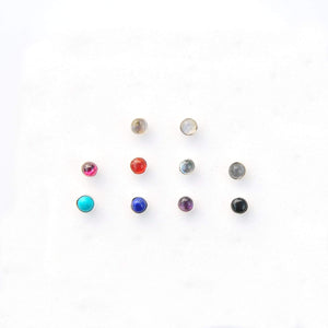 Gemstone Push Fit Labret Bar - Tragus, Medusa, Conch, Cartilage, Lobe Piercing
