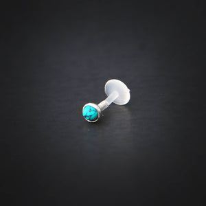 Gemstone Push Fit Labret Bar - Tragus, Medusa, Conch, Cartilage, Lobe Piercing