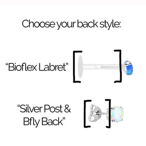 Gemstone Push Fit Labret Bar - Tragus, Medusa, Conch, Cartilage, Lobe Piercing