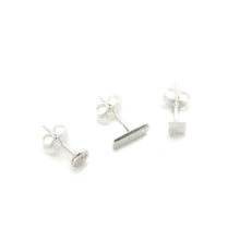 Load image into Gallery viewer, Mismatched Geometric Silver Earring Set - Asymmetrical Stud Earrings