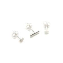 Load image into Gallery viewer, Mismatched Geometric Silver Earring Set - Asymmetrical Stud Earrings
