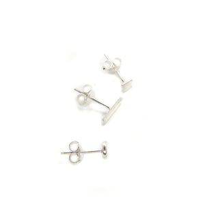 Mismatched Geometric Silver Earring Set - Asymmetrical Stud Earrings