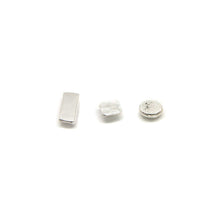 Load image into Gallery viewer, Mismatched Geometric Silver Earring Set - Asymmetrical Stud Earrings