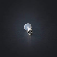 Load image into Gallery viewer, Silver Skull Labret Bar Earring - Tragus, Conch, Medusa