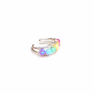 Rainbow Opal Ear Cuff, Pride Flag