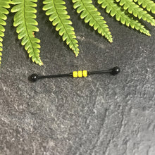 Load image into Gallery viewer, Industrial Piercing Scaffold Piercing Jewellery Yellow Beaded Industrial Barbell, Black or Silver Industrial Jewellery Black / 1.2mm (16g) x 32mm MidwinterHollow