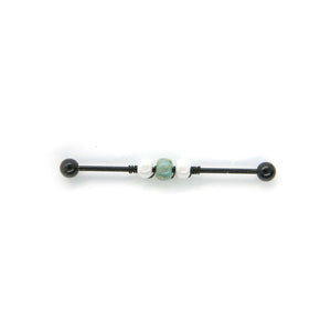Turquoise & White Bead Industrial Barbell - Scaffold Piercing, Surgical Steel