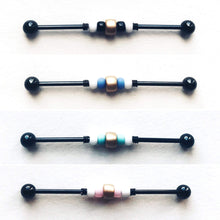 Load image into Gallery viewer, Gold Accent Beaded Industrial Barbell