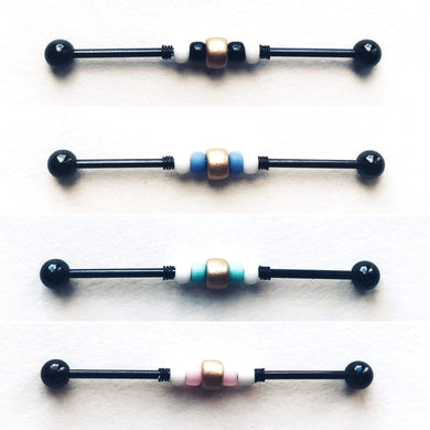Gold Accent Beaded Industrial Barbell