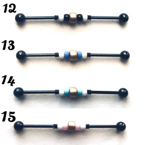 Gold Accent Beaded Industrial Barbell