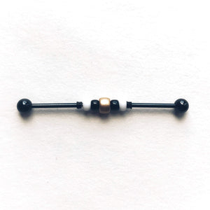 Gold Accent Beaded Industrial Barbell