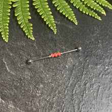Load image into Gallery viewer, Industrial Piercing Scaffold Piercing Jewellery Orange Beaded Industrial Barbell, Black or Silver Industrial Jewellery MidwinterHollow