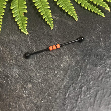 Load image into Gallery viewer, Industrial Piercing Scaffold Piercing Jewellery Orange Beaded Industrial Barbell, Black or Silver Industrial Jewellery MidwinterHollow