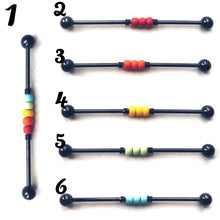 Load image into Gallery viewer, Rainbow Beaded Industrial Barbell