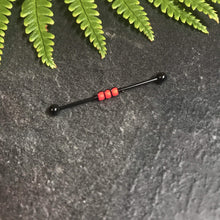 Load image into Gallery viewer, Industrial Piercing Scaffold Piercing Jewellery Red Beads on Black or Silver Industrial MidwinterHollow