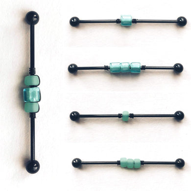 Seafoam Green Beaded Industrial Barbell