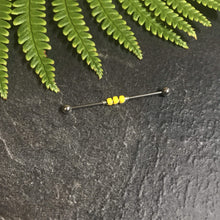 Load image into Gallery viewer, Industrial Piercing Scaffold Piercing Jewellery Yellow Beaded Industrial Barbell, Black or Silver Industrial Jewellery Silver / 1.2mm (16g) x 32mm MidwinterHollow